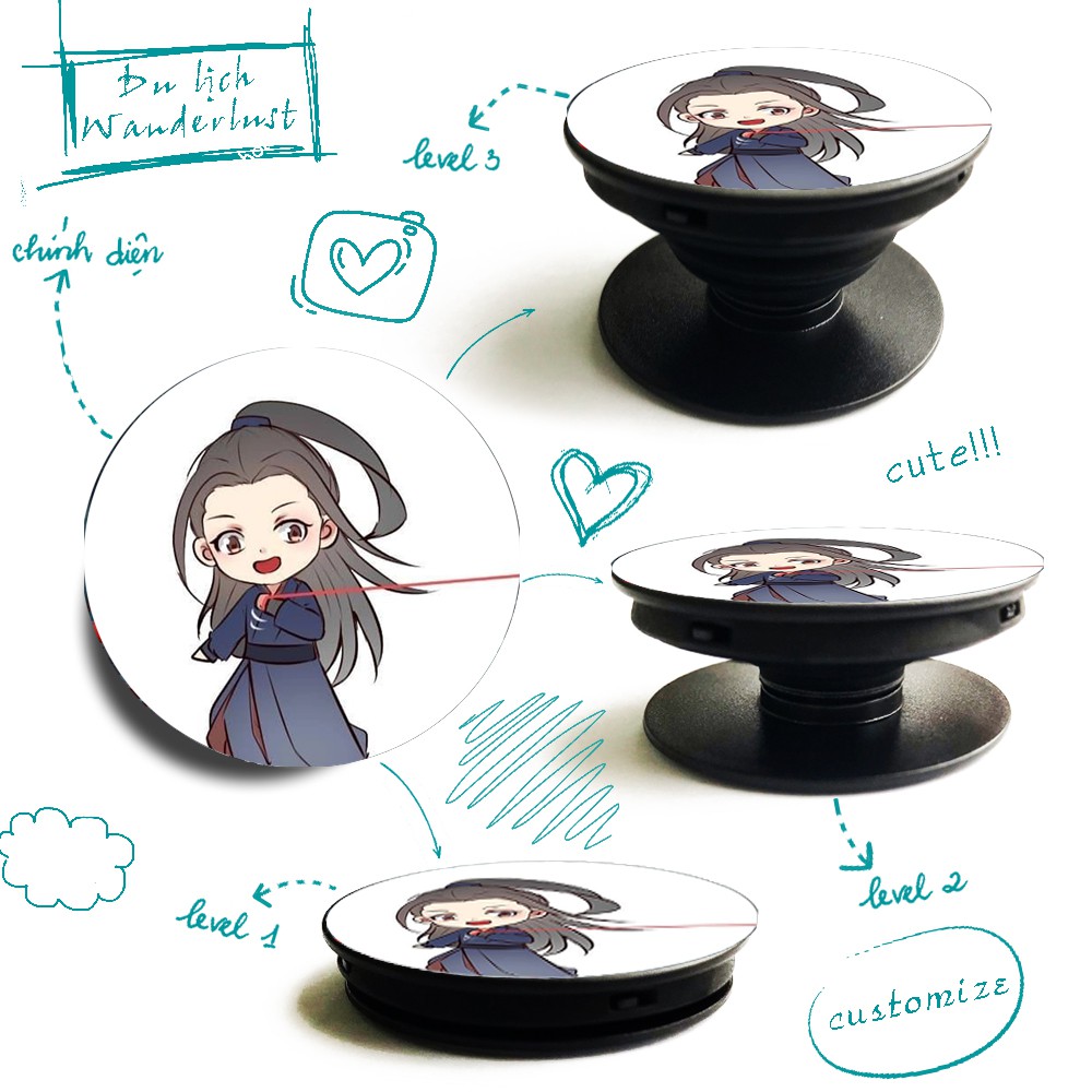 Cặp giá đỡ điện thoại Ma đạo tổ sư Chibi siêu cute - Nguỵ Vô Tiện - Lam Vong Cơ (set 2 cái)