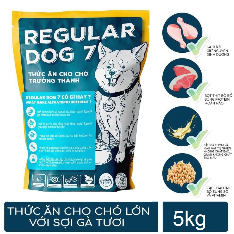 Thức ăn cho chó trưởng thành chó lớn Regular Dog 7 Loại 5kg- Thơm ngon đủ chất giá hạt dẻ - Nà Ní Pet Shop