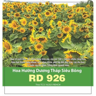 Gói 2g Hạt Hoa Hướng Dương Tháp Siêu Bông Rado 926, Trồng Quanh Năm, Cây Cho Hoa Sau 12 Tuần Gieo