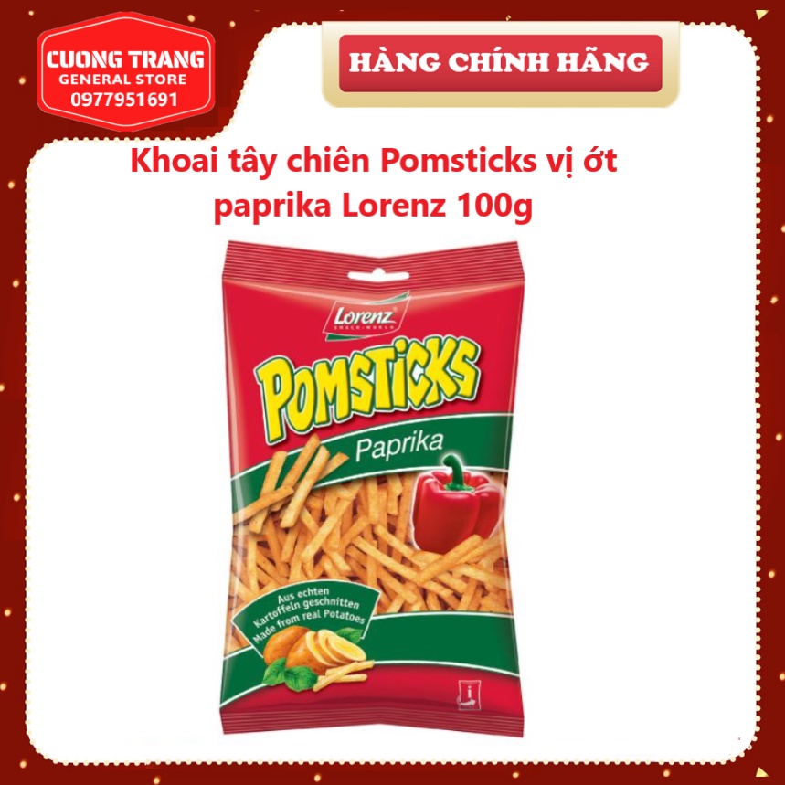 Khoai tây chiên Pomsticks vị ớt paprika Lorenz 100g