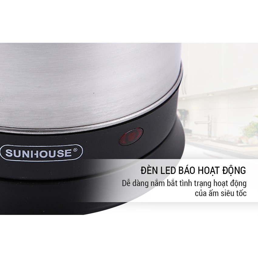 {GIẢM SẬP SÀN} Ấm siêu tốc inox chính hãng 1.8L Sunhouse SHD1182