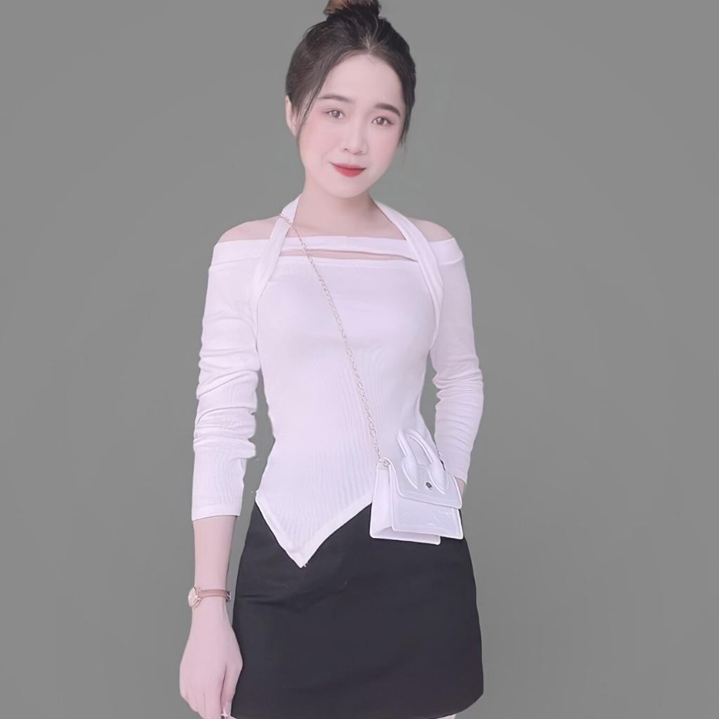 Áo Croptop Dài Tay Nữ Kiểu Ôm Body Khoét Ngực Linnie - Áo Kiểu Nữ Tay Dài TRỄ VAI Vạt Chéo Chất Len Tăm Siêu Xinh | BigBuy360 - bigbuy360.vn