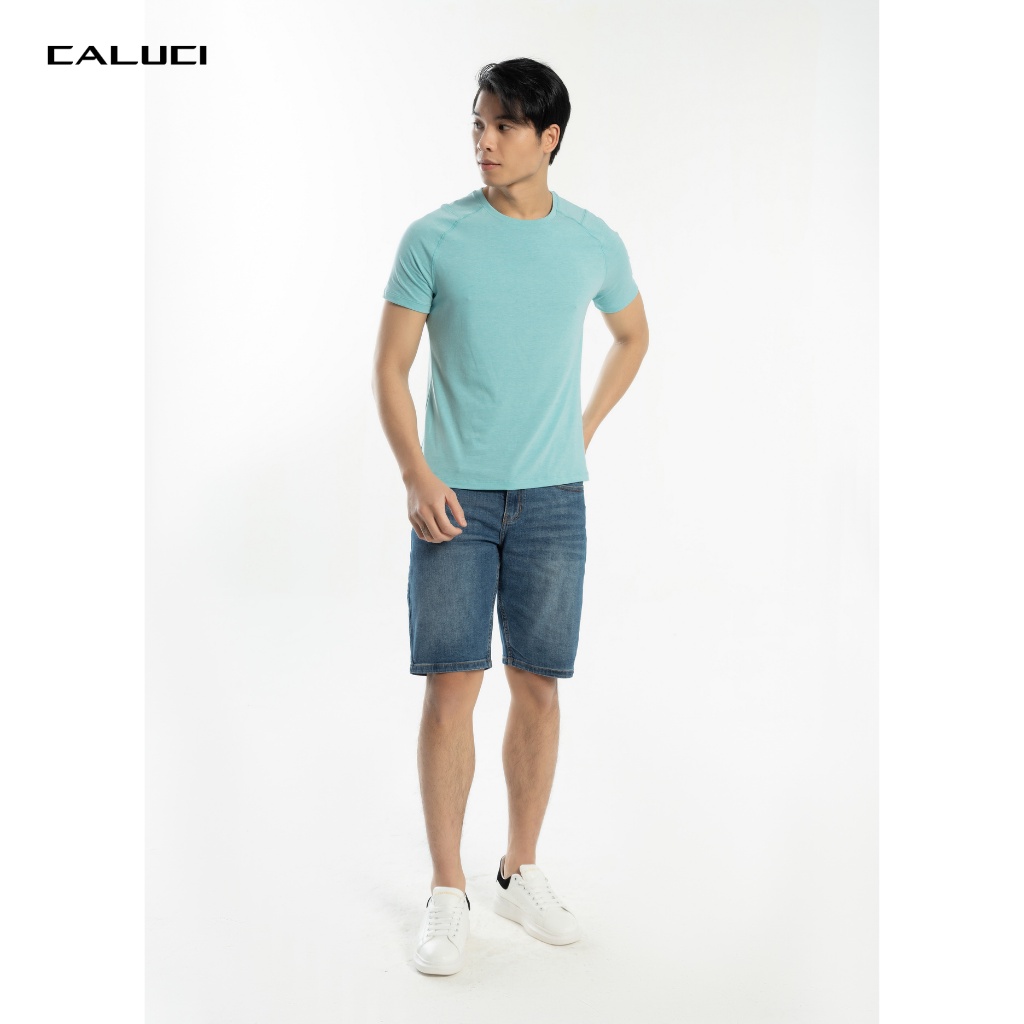 Áo thun nam CALUCI thiết kế dáng ôm vừa và tay raglan, chất liệu vải cotton mềm mại thấm hút mồ hôi, co giãn tốt MTS203S