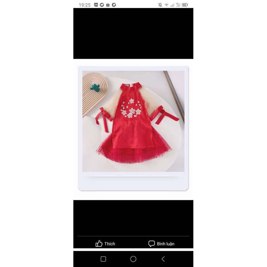 Áo dài cách tân phối ren kèm chân váy cho bé gái 8-15kg