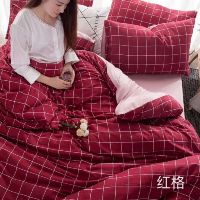 set  ĐŨI KẺ CARO ĐỎ NỒNG CHÁY  bộ Chăn Ga Gối 4 món ĐŨI NHẬP 100% HÀN QUỐC