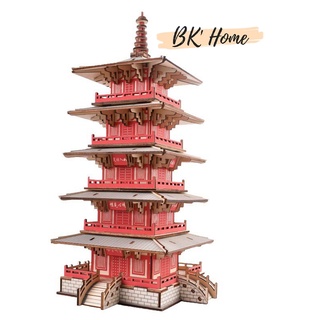 Đồ chơi lắp ráp gỗ 3D Birkeetoys mô hình Hàn Sơn Tự cắt lazer