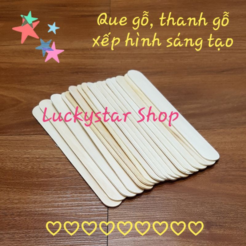 ☆ Set 50 Thanh gỗ/Que gỗ dùng trang trí, làm giỏ hoa, kem cây, bé tập đếm, làm toán, xếp hình, mô hình sáng tạo
