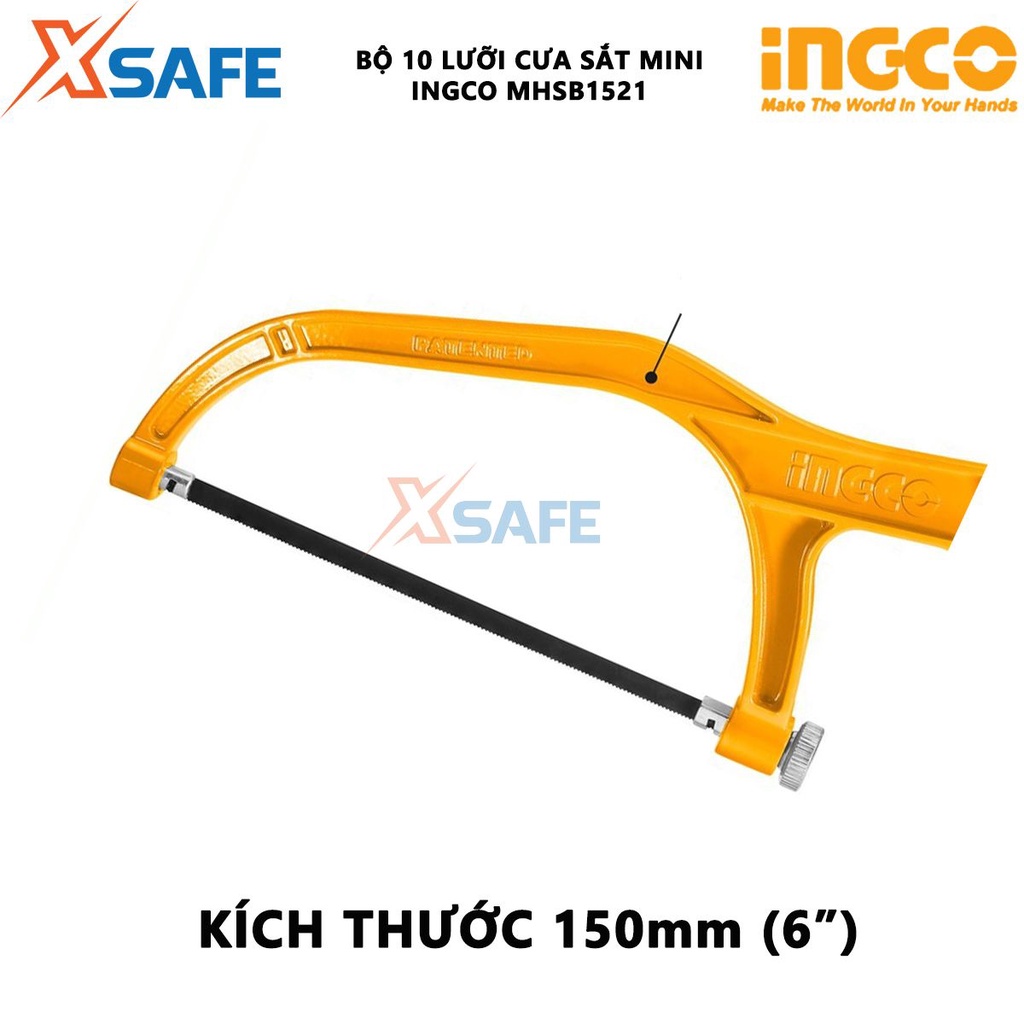 Bộ 10 lưỡi cưa sắt mini INGCO MHSB1521 size 150mm(6”), chất liệu 65Mn, 24 răng cưa