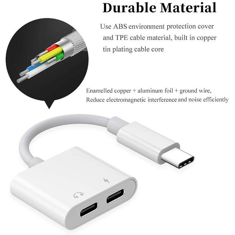 Đầu Chia Cổng Sạc Usb Type C 2 Trong 1 Cho Huawei Samsung Xiaomi