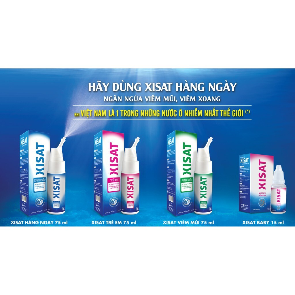 Dung dịch xịt mũi XISAT - Nước biển sâu sạch thông mũi Xisat 75ml [sixat, xixat, sisat]