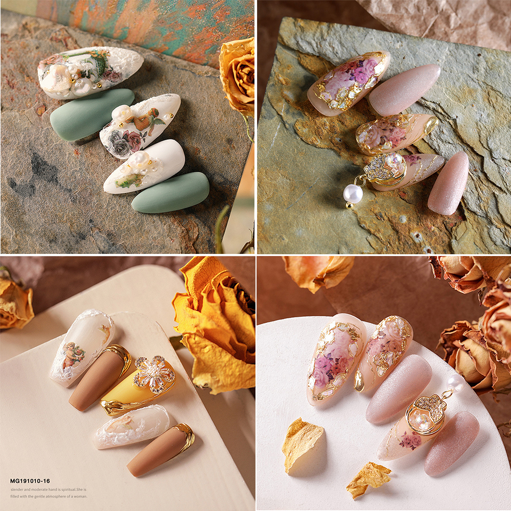 Miếng Dán Trang Trí Móng Tay 3D Phong Cách Vintage Sành Điệu