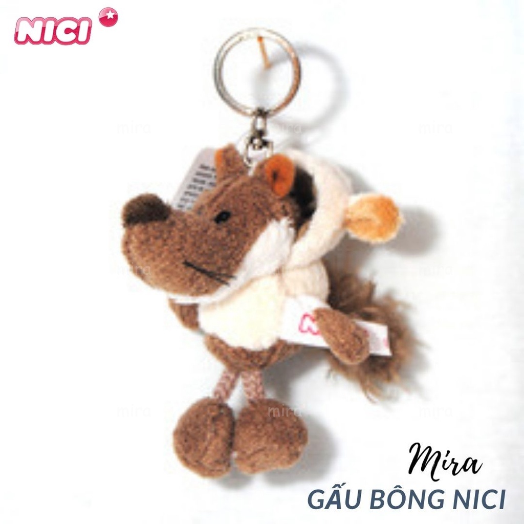 Móc Khóa Gấu Bông Mini - Hình CON SÓI Đeo Cặp, Treo Balo Thương hiệu NICI Quà Sinh Nhật Cho Nữ 10cm MIRA-GB28004