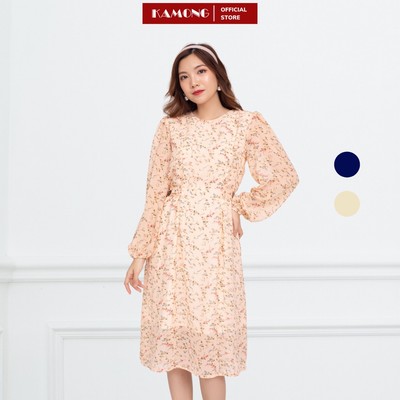 Đầm suông hoa nhí thắt nơ KAMONG D127