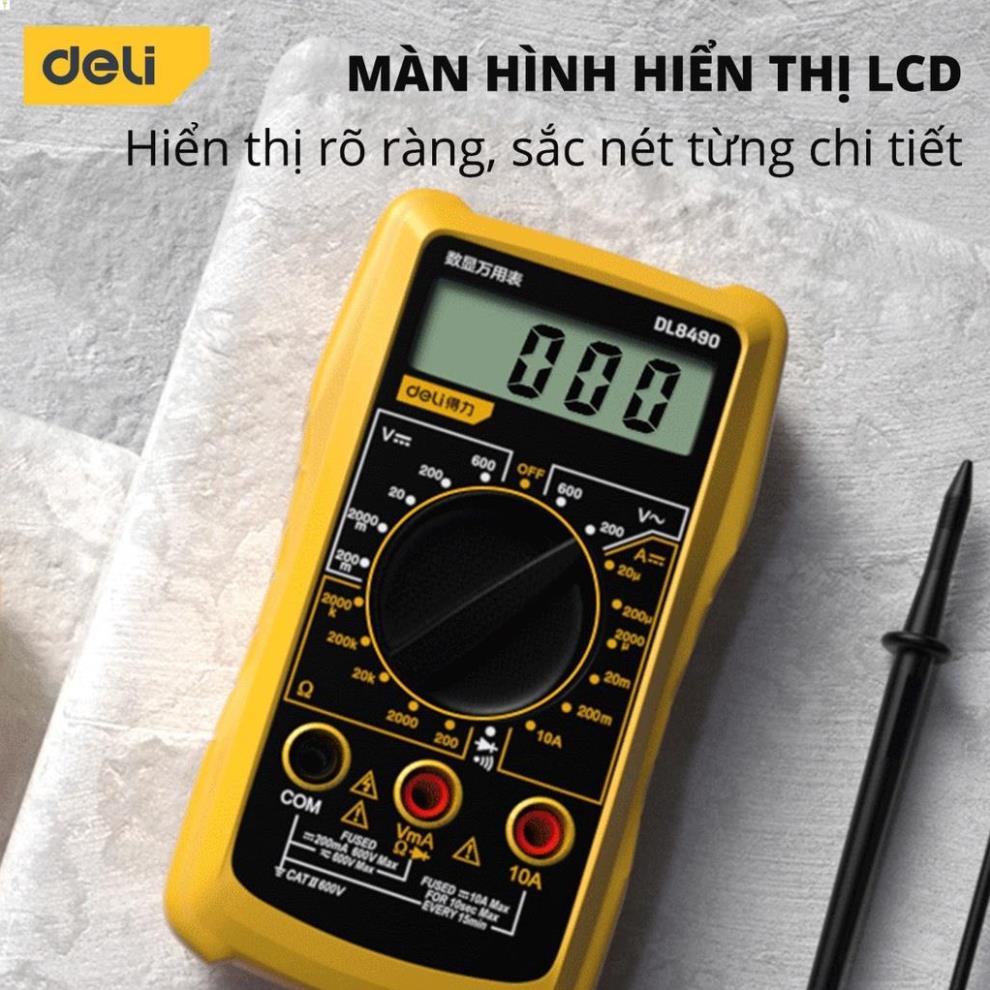 [LIFEDL157] Đồng hồ vạn năng Deli chính hãng - Màn hình LED kỹ thuật số - Phạm vi đo 600V - Bảo hành 12 tháng - DL8490 .