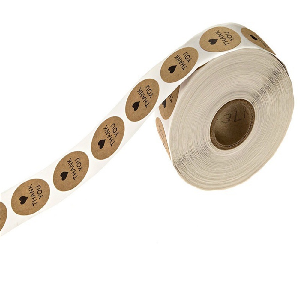 1 Cuộn 500 Nhãn Dán Chữ Thank You Bằng Giấy Kraft Dùng Trang Trí Túi Bánh