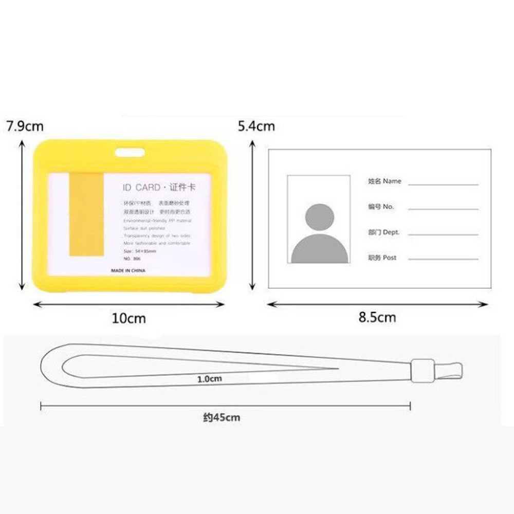 Bao đựng thẻ ID với dây đeo vai trong suốt 4x3 inch nhiều màu có thể tái sử dụng