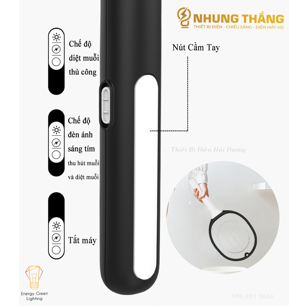 Vợt Bắt Muỗi Kiêm Đèn Thu Hút Muỗi WP-08B - Diệt Muỗi Nhanh Gọn - An Toàn Và Hiệu Quả - Energy Green Lighting