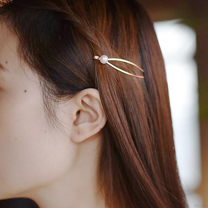 Kẹp tóc mạ vàng đính hạt giả ngọc trai