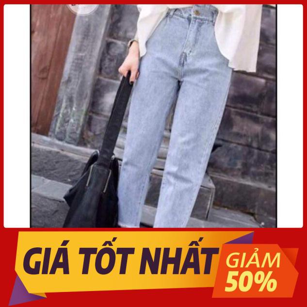 FREESHIP Quần baggy bò nữ tua gấu lưng cao chất liệu vải bò denim thiết kế đơn giản dễ mặc