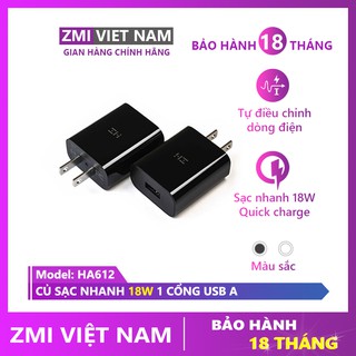 Củ sạc nhanh zmi ha612 18w, 1 cổng usb a | bảo hành 18 tháng
