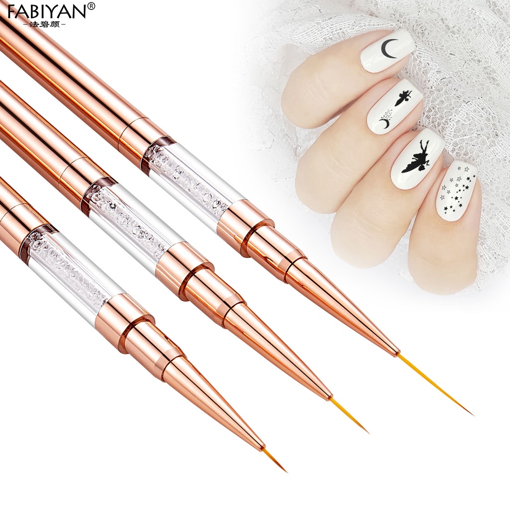 Cọ vẽ trang trí móng FABIYAN 2 đầu dài 3 kích thước 5+7/ 9+12/15+20mm