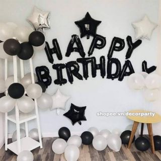 Đủ giống hình set bóng trang trí sinh nhật tone đen balck