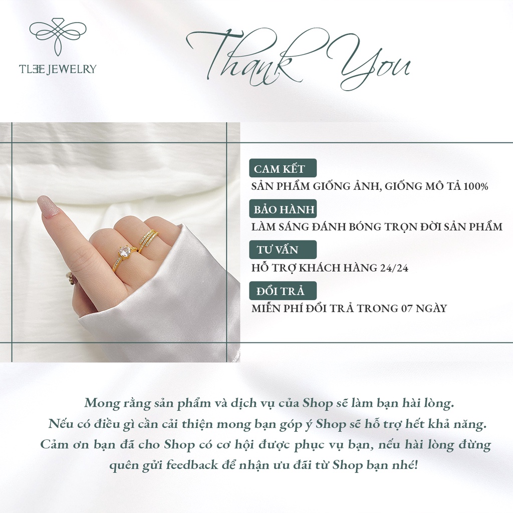 Nhẫn bạc nữ TLEE sáu chấu mạ vàng 14k nạm đá cao cấp NCJ A0110