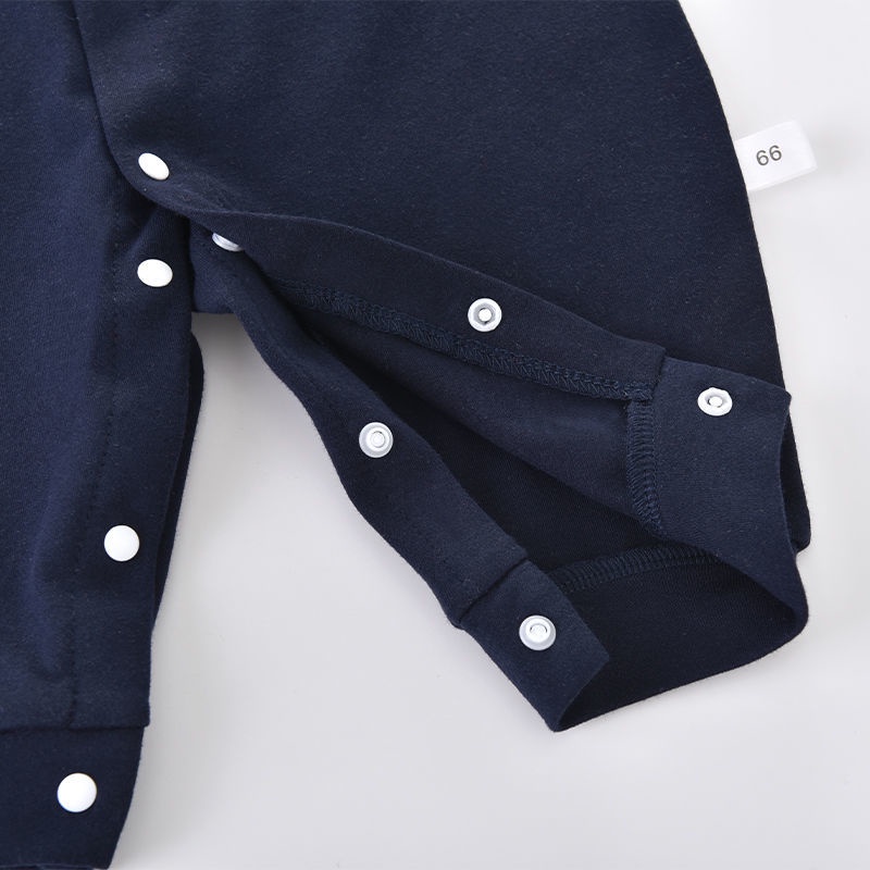 Bộ Áo Liền Quần Vải Cotton Tay Dài Thắt Nơ Kiểu Anh Dễ Thương Cho Bé Trai Sơ Sinh