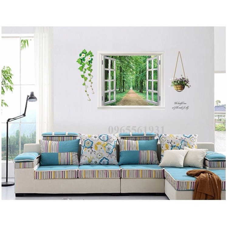 Decal Dán Tường Cửa Sổ Xanh AY823 | BigBuy360 - bigbuy360.vn