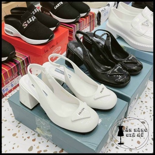 Giày cao gót vuông 6p Prada Da Bóng Mềm Êm