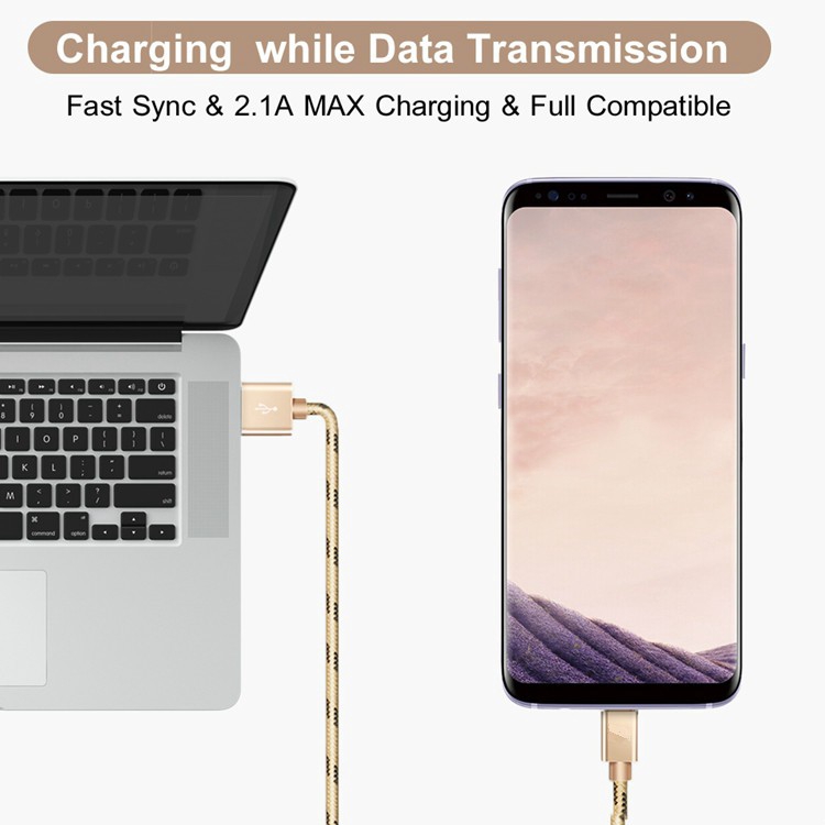 Cáp sạc truyền dữ liệu đầu micro USB/type c /lightning 2.1A dài 1m cho iOS Android