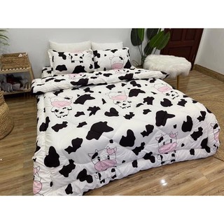 🌲set 4 món🌲Bộ Chăn phao ga gối dành cho đệm 1m6x2m,có chọn mẫu-MẪU BÒ SỮA TRẮNG