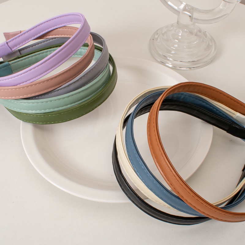 Băng đô cài tóc vải da basic đủ màu phong cách vintage