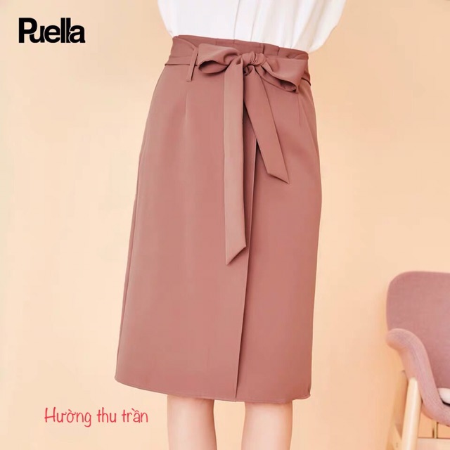 Chân váy dáng suông thắt nơ công sở