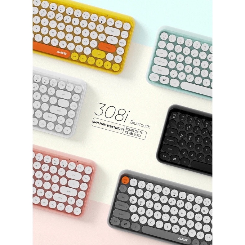 Bàn phím bluetooth Ajazz 308i thiết kế 84 phím tròn mini cực kì nhỏ gọn tiện lợi kết nối PC, Laptop, điện thoại,... - NK
