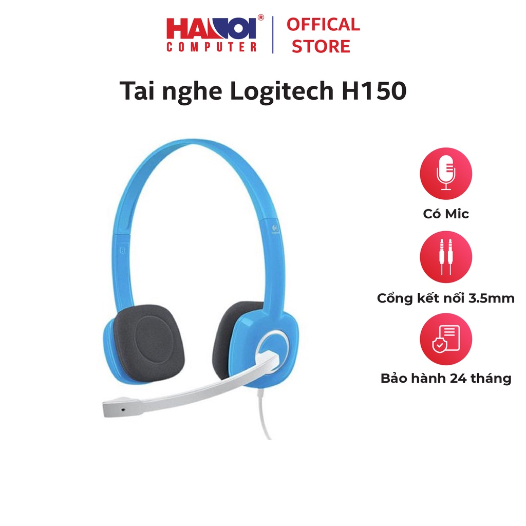 Tai nghe Logitech H150 chống ồn, loại bỏ tạp âm dây cáp dài 1,8m