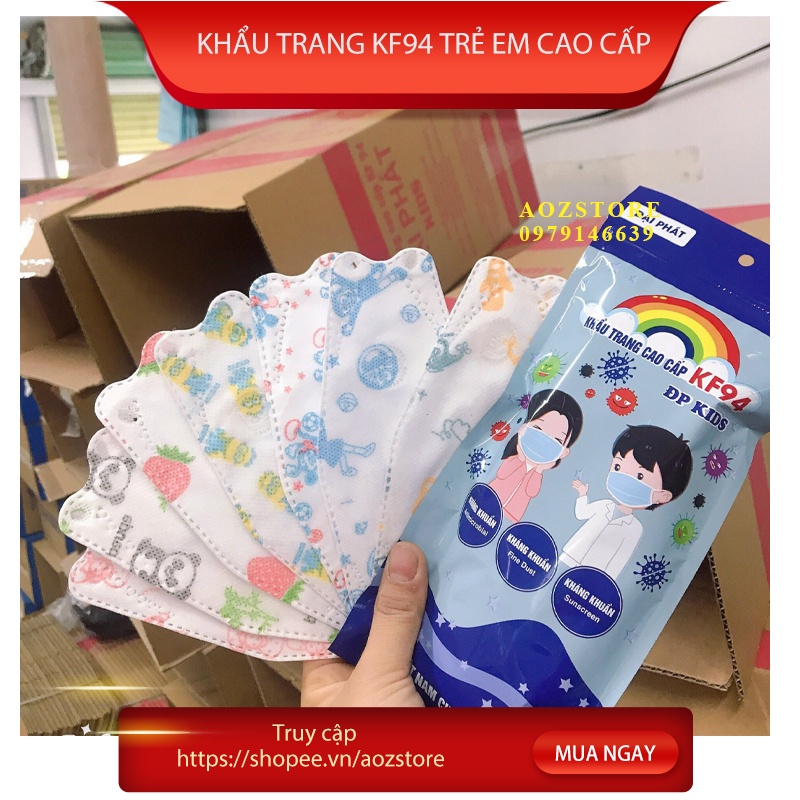 Khẩu trang KF94 cho bé an toàn tuyệt đối 4 lớp kháng khuẩn gói 10 cái