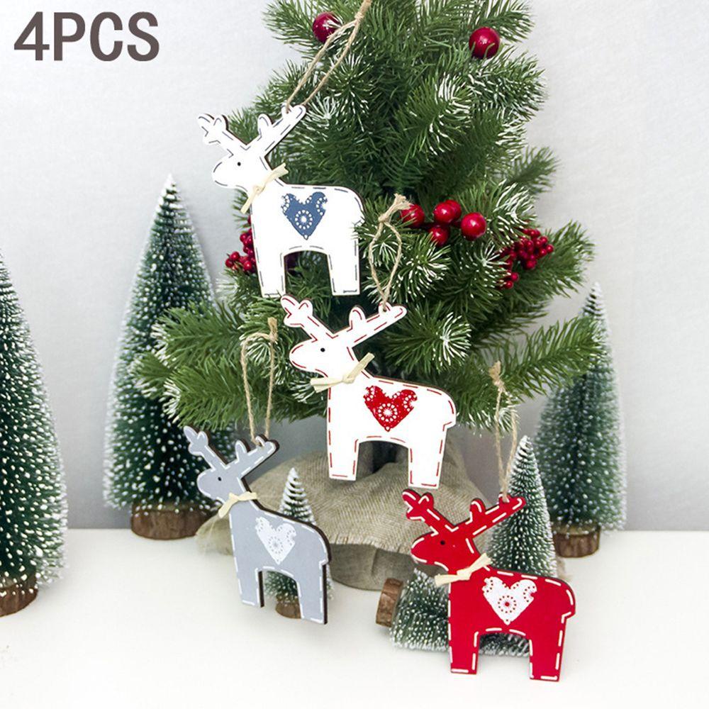 Bộ 4 Phụ Kiện Trang Trí Giáng Sinh Bằng Gỗ