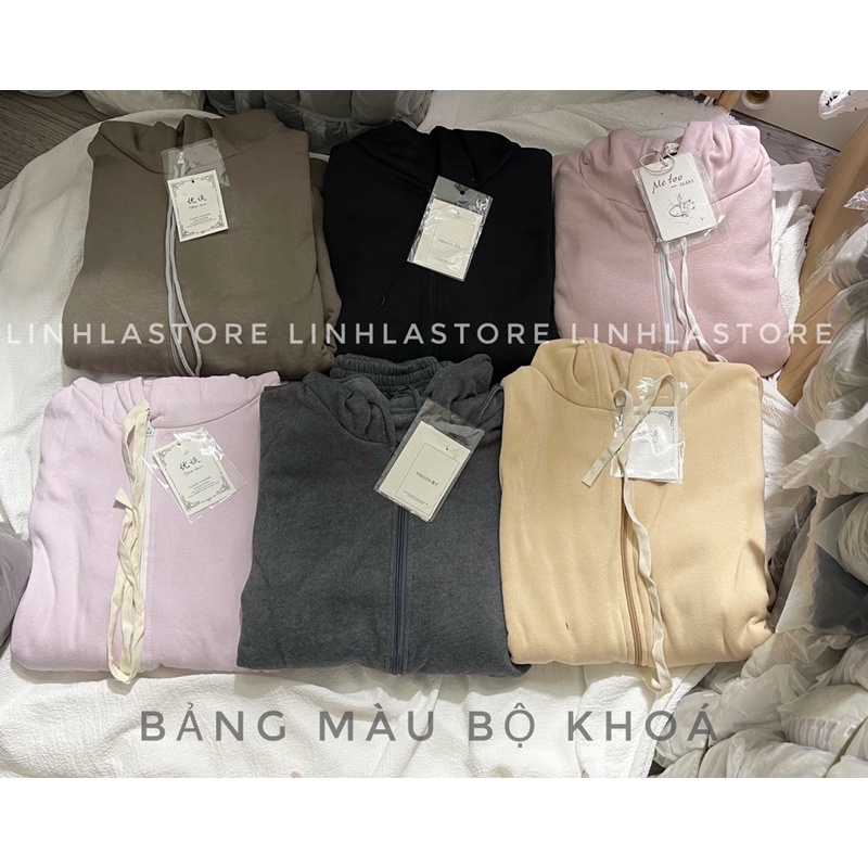 SET BỘ NỈ THU ĐÔNG KHOÁ NHIỀU MÀU HÔDIE KÈM QUẦN
