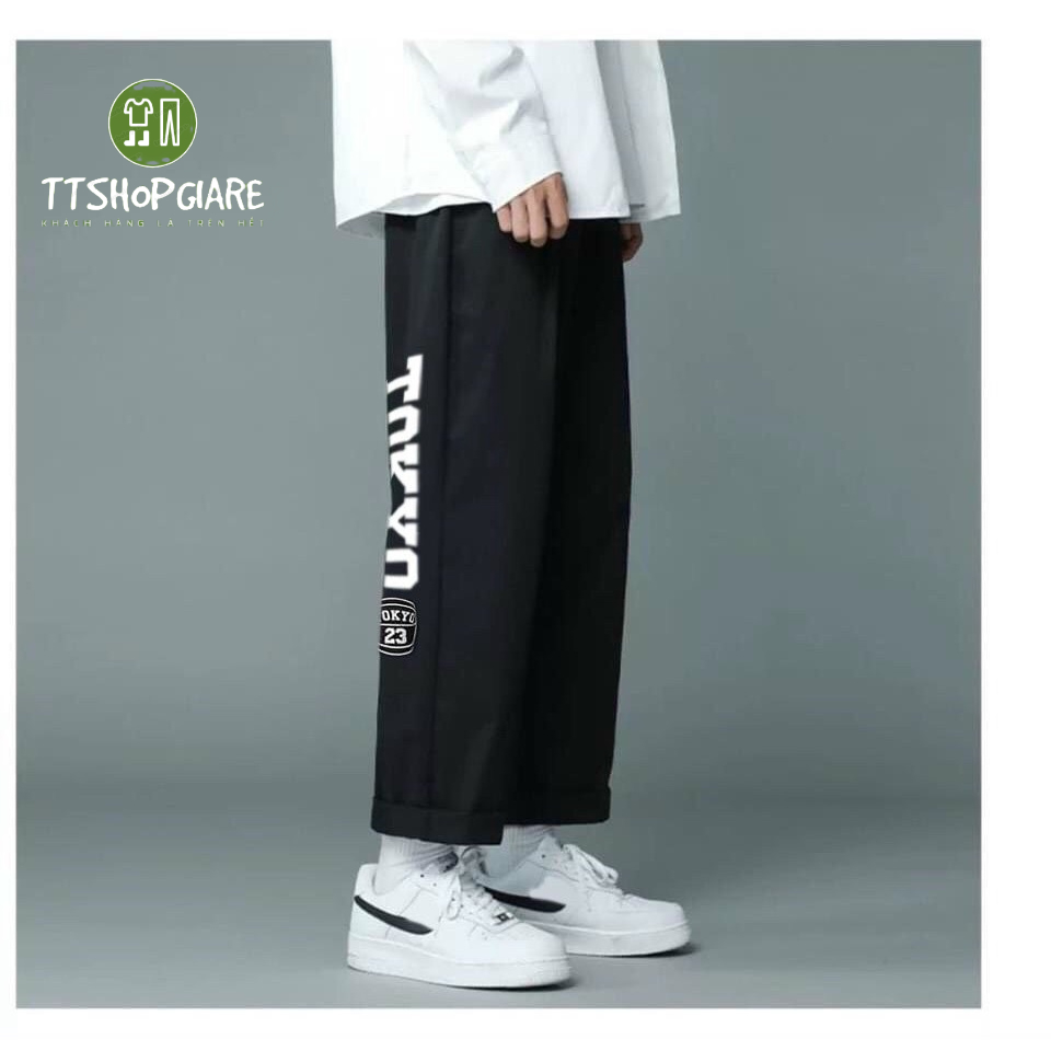 Quần jogger kaki túi hộp dán gấu form nam nữ