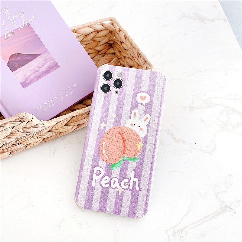 Ốp lưng iphone Đào Dâu thêu viền chống va đập 5/5s/6/6plus/6s/6splus/7/7plus/8/8plus/x/xr/xs/11/12/pro/max/plus/promax | BigBuy360 - bigbuy360.vn