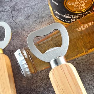 Dụng Cụ Mở Nắp Chai Bia Bằng Thép Không Gỉ Với Tay Cầm Gỗ