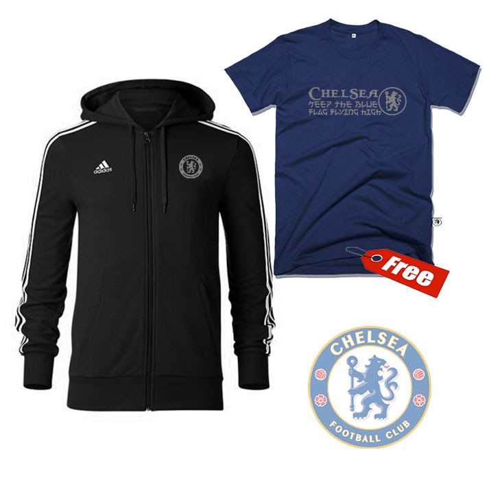 Chelsea Áo Khoác Hoodie Phối Khóa Kéo Trẻ Trung Năng Động