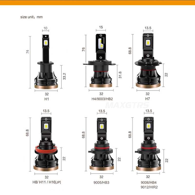 Set 2 Đèn Pha LED 12-48V H1 H7 H4 9003 HB2 H8 H11 HB3 9005 HB4 9006 9012 80W 14000lm Chuyên Dụng Cho Xe Tải