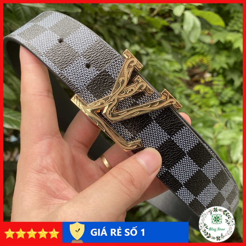 Thắt lưng nam LV thời trang, thắt lưng LV nam cao cấp, mặt kim loại nguyên khối mẫu trơn trẻ trung TLLV001-S2