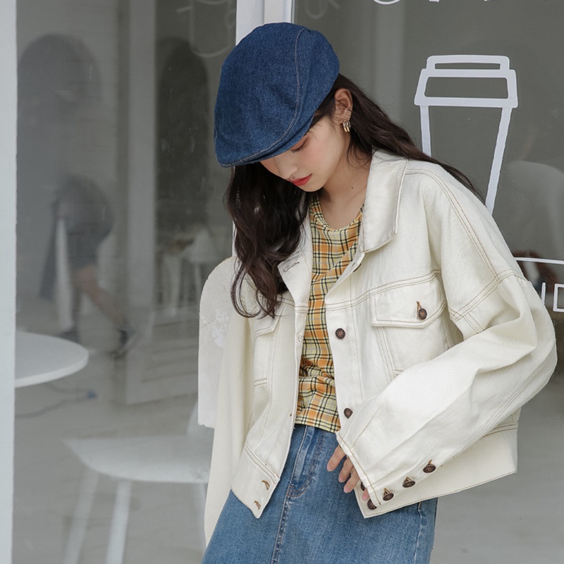 IELGY Áo Khoác denim Ngắn Dáng Rộng Phong Cách Hàn Quốc Cho Nữ