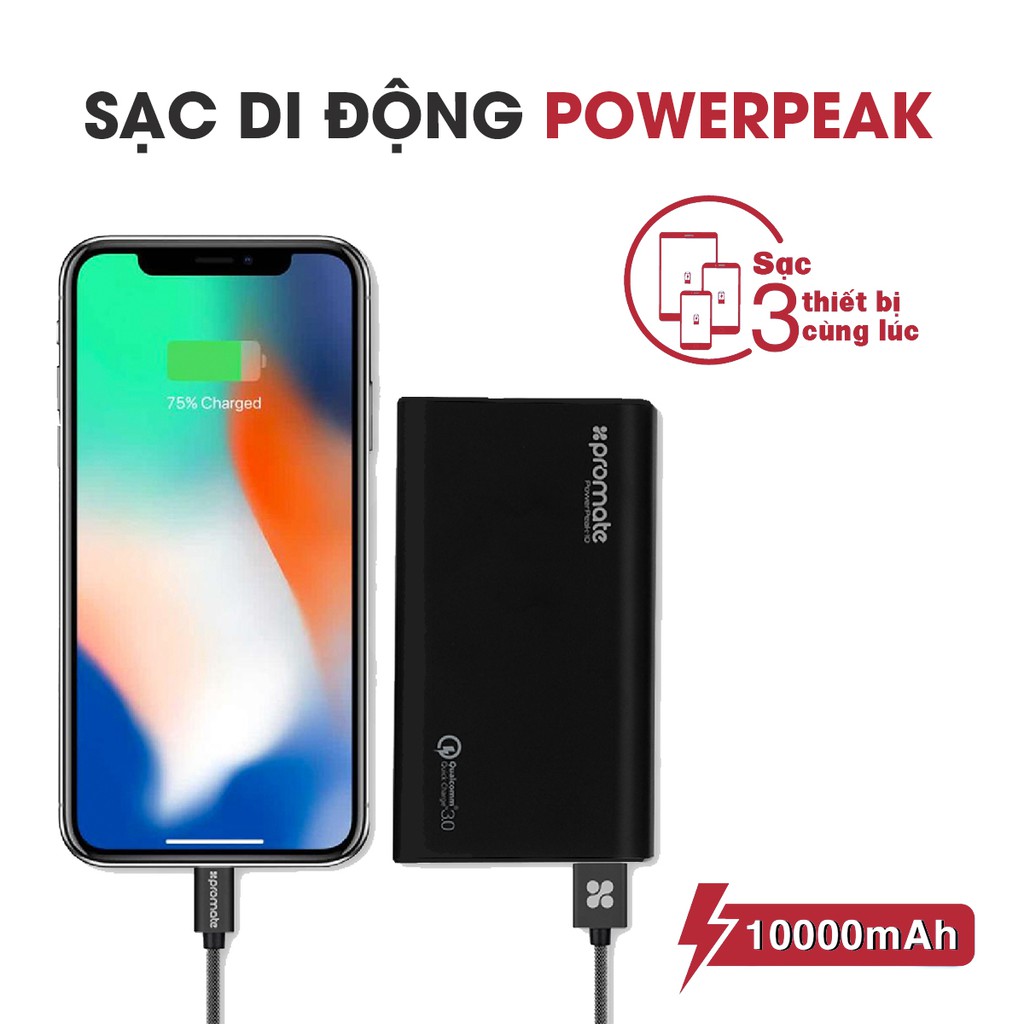 Pin Sạc Dự Phòng 10000mAh Promate POWERPEAK-10 Sạc Nhanh - Hàng Chính Hãng | BigBuy360 - bigbuy360.vn