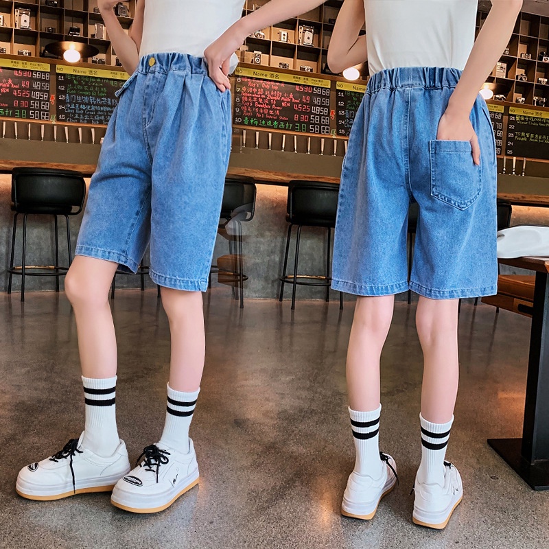QJ30 Size130-160(25-45kg) Quần jean bé gái (Quần short đùi ngắn) Thời trang trẻ Em hàng quảng châu
