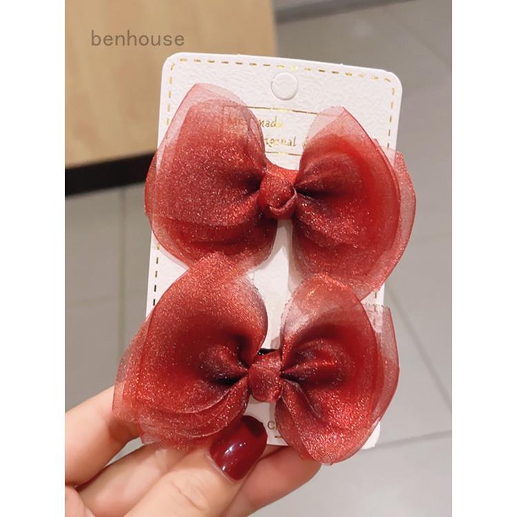 Set 2 Cặp Kẹp Tóc Hình Nơ Dễ Thương Cho Bé Gái|Phụ Kiện Tóc Nữ