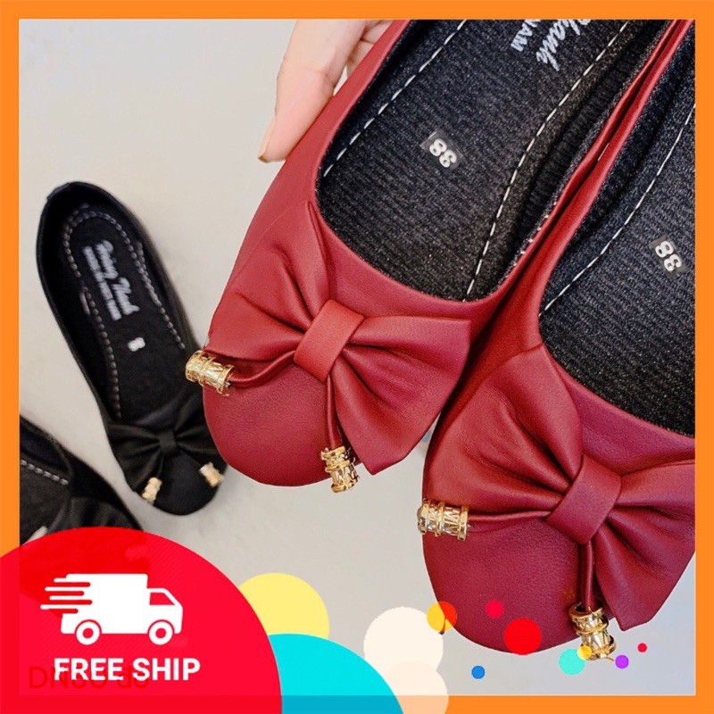 [FreeShip-Xả Kho]  Giày Búp Bê Bệp Nữ Dính Nơ Xinh Xắn Mã DN80